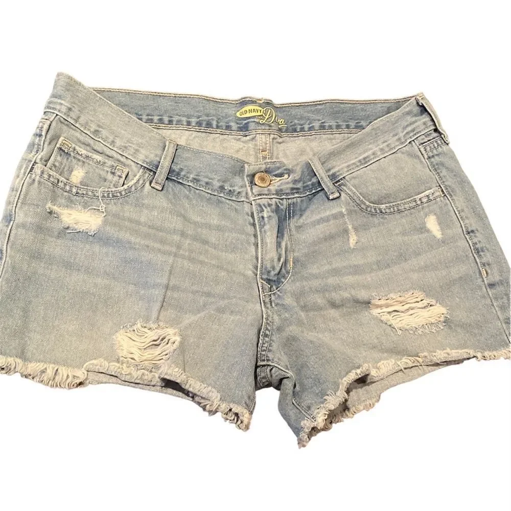Old Navy Light Denim Distressed Jean Shorts Cut Off Shorts Sizw 6